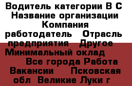 Водитель категории В.С › Название организации ­ Компания-работодатель › Отрасль предприятия ­ Другое › Минимальный оклад ­ 25 000 - Все города Работа » Вакансии   . Псковская обл.,Великие Луки г.